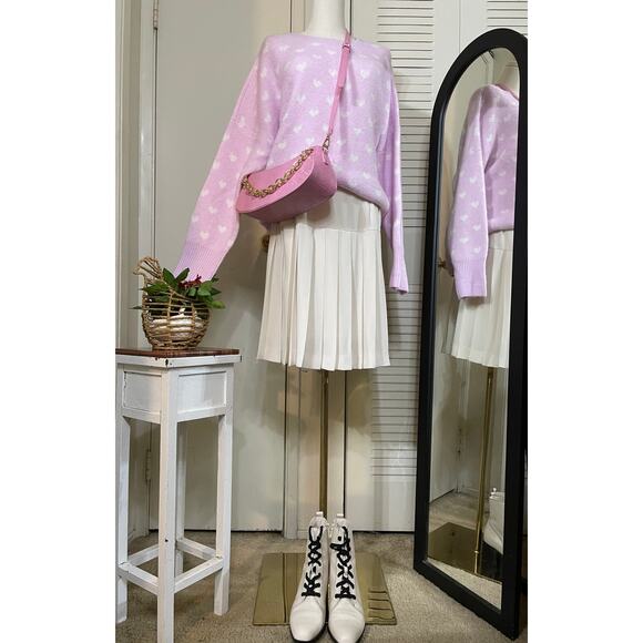 Vince Camuto Sweaters - NWT Vince Camuto Pink Valentine Sweater With White Hearts AZALEA ICE Size L
